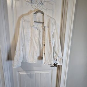 J. Jill Women's Classic White Jean Jacket